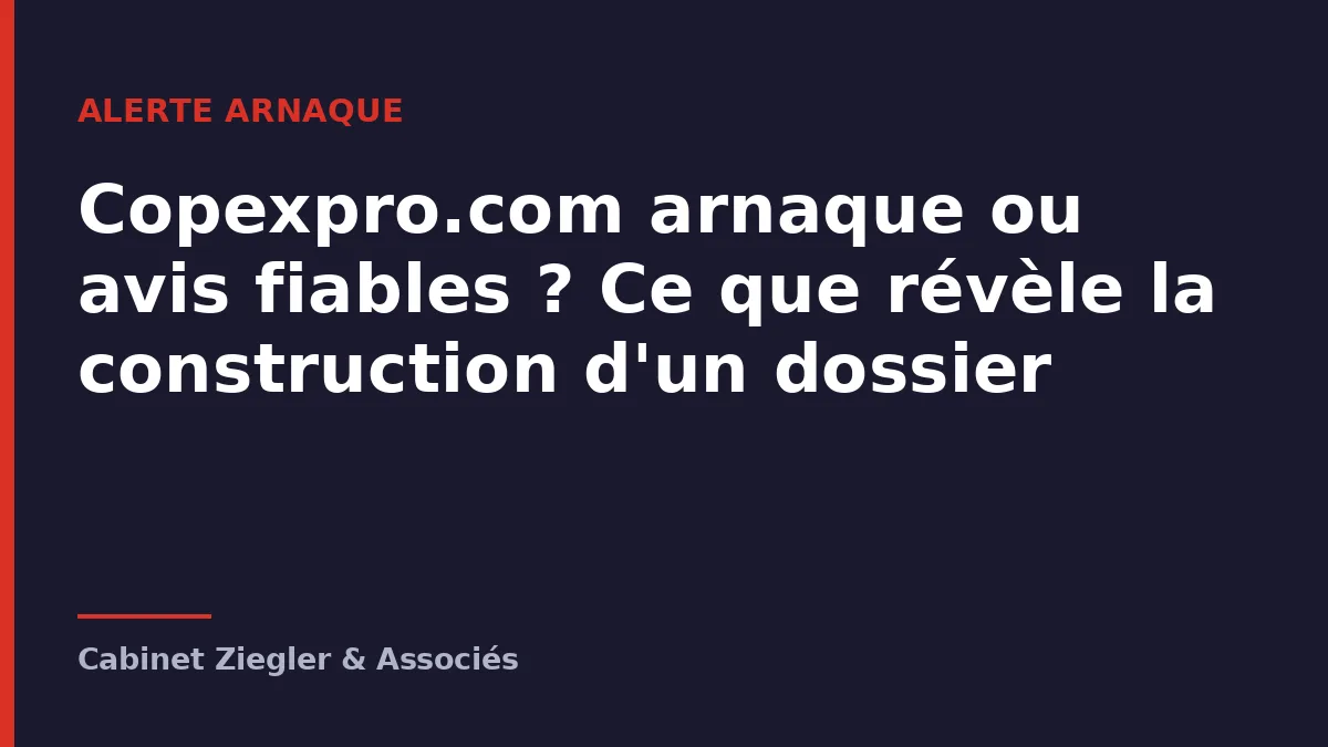 Copexpro.com arnaque ou avis fiables ? Ce que révèle la construction d'un dossier