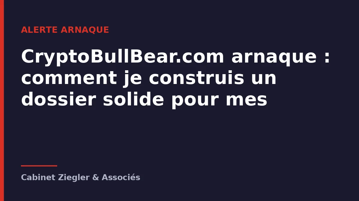 CryptoBullBear.com arnaque : comment je construis un dossier solide pour mes clients