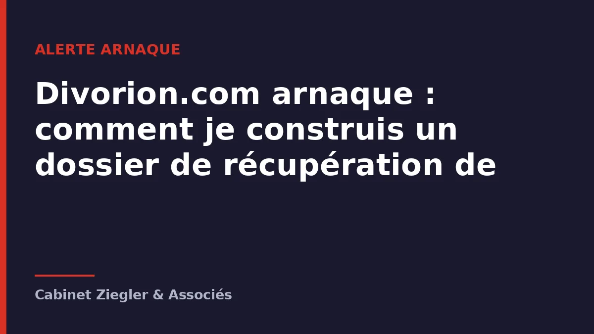 Divorion.com arnaque : comment je construis un dossier de récupération de fonds
