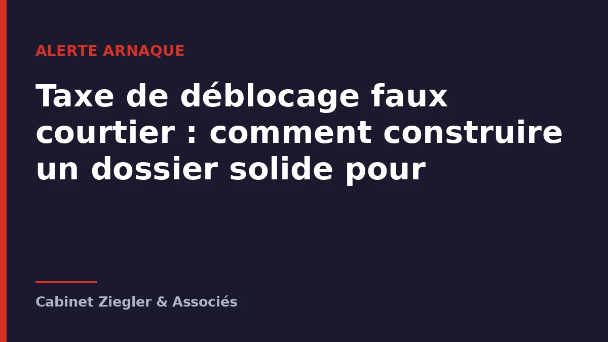 Taxe de déblocage faux courtier