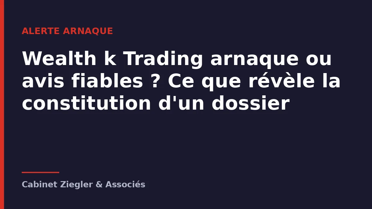Wealth k Trading arnaque ou avis fiables ? Ce que révèle la constitution d&rsquo;un dossier